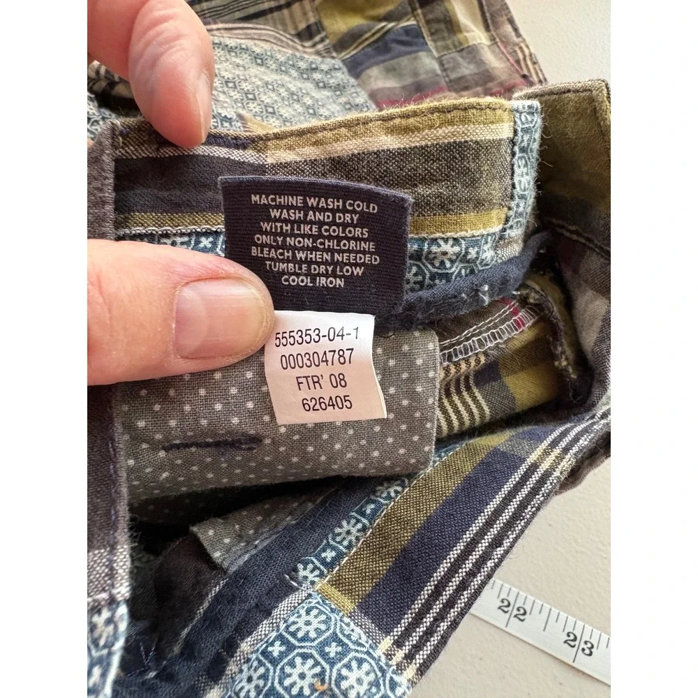 Old Navy Surplus Co Mens 36 Patchwork Plaid Cotton Shorts Olive Navy 555353-04-1